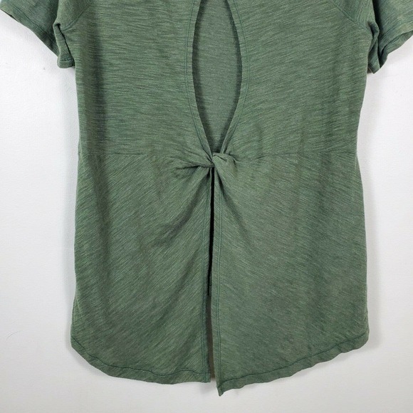 Calia by Carrie Underwood Peekaboo Twist Back Workout Top Short Sleeve Green M - Picture 7 of 10